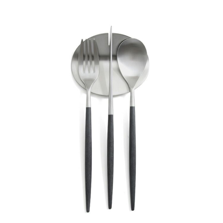 クチポール（Cutipol） ミオ/MIO ブラック デザート3点＆カトラリーレスト1点 [ネコポス対応可(4セットまで)]