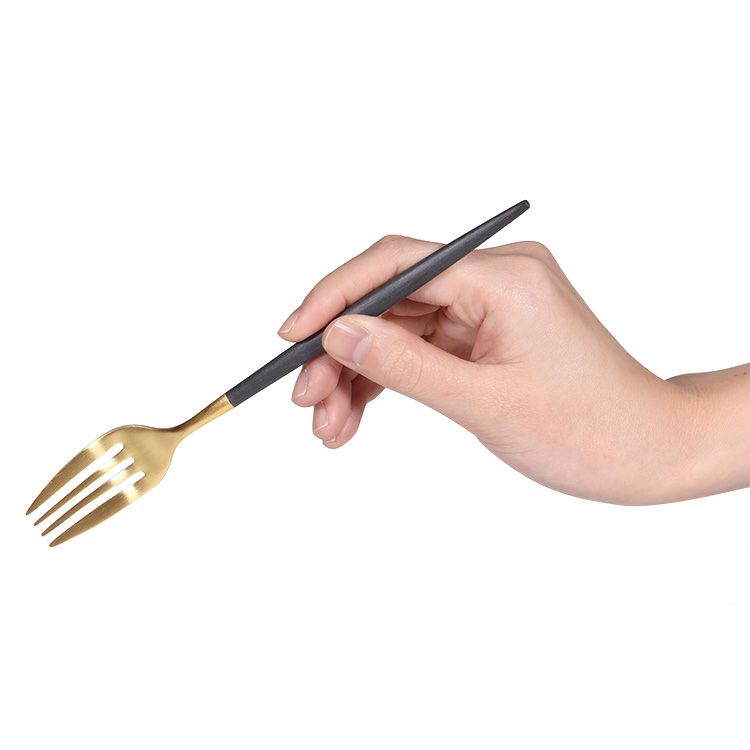 クチポール（Cutipol） ミオ/MIO ブラックマットゴールド デザートフォーク [ネコポス対応可(18点まで)]