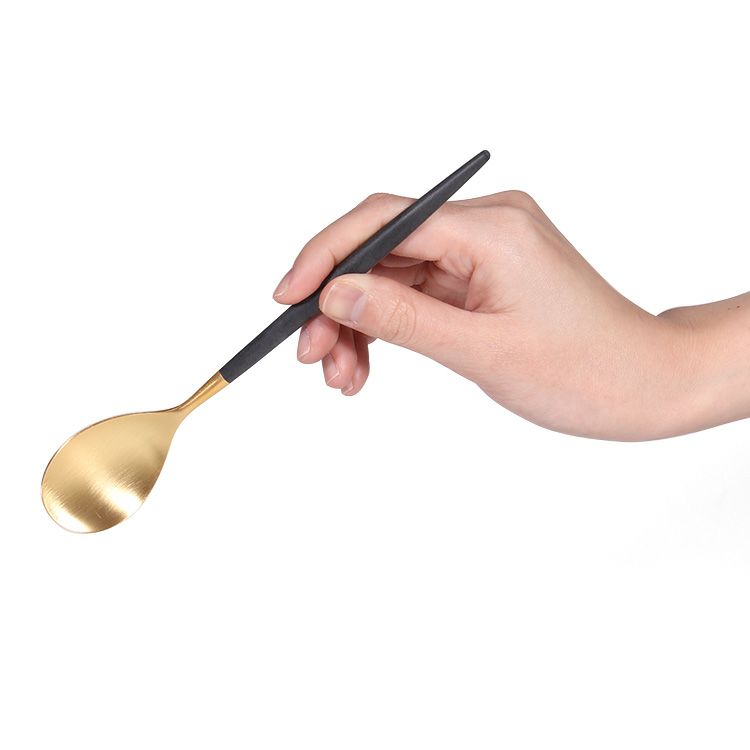 クチポール（Cutipol） ミオ/MIO ブラックマットゴールド デザートスプーン [ネコポス対応可(18点まで)]