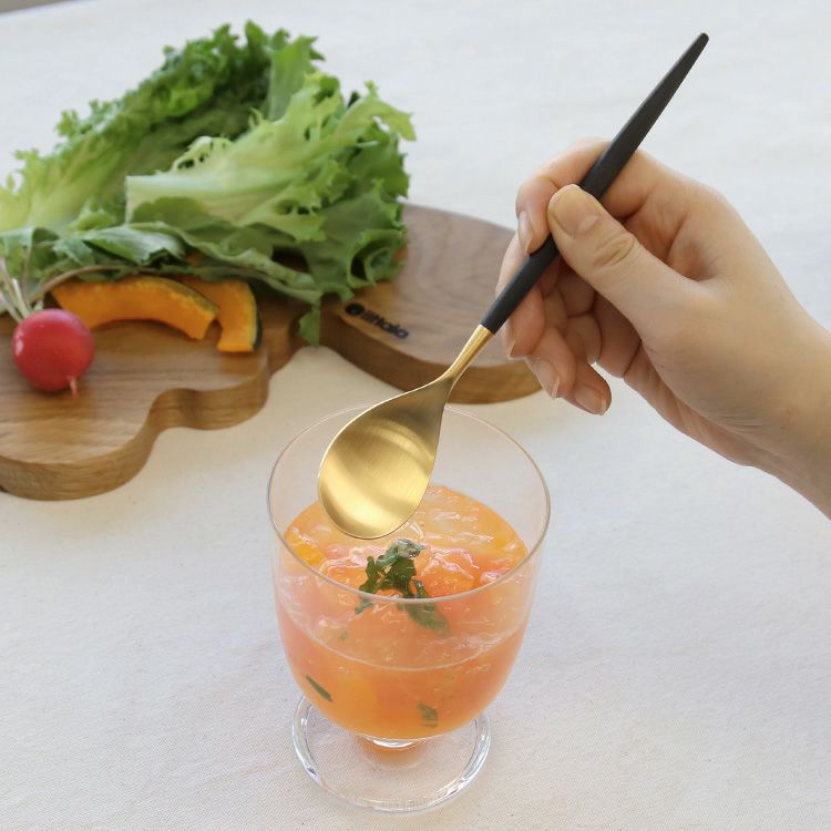 クチポール（Cutipol） ミオ/MIO ブラックマットゴールド デザートスプーン [ネコポス対応可(18点まで)]