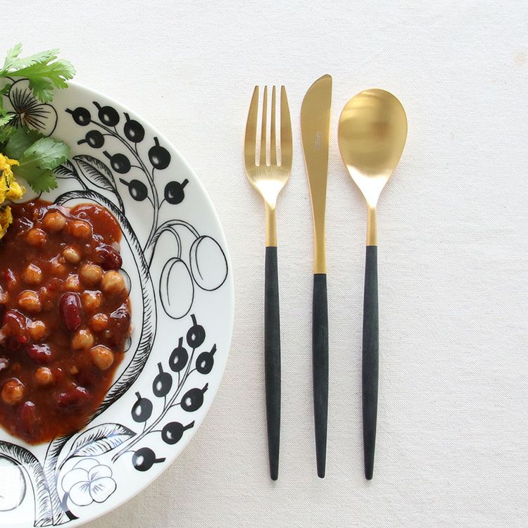 クチポール（Cutipol） ミオ/MIO ブラックマットゴールド ディナー3点セット [ネコポス対応可(6セットのみ)]