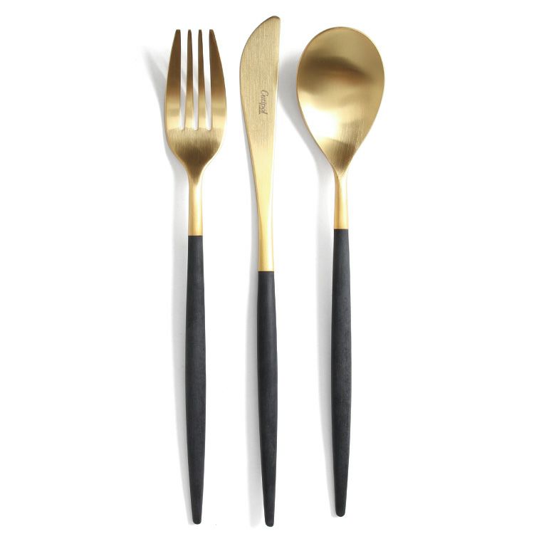 クチポール（Cutipol） ミオ/MIO ブラックマットゴールド ディナー3点セット [ネコポス対応可(6セットのみ)]