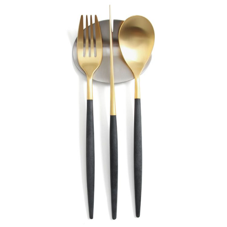 クチポール（Cutipol） ミオ/MIO ブラックマットゴールド ディナー3点＆カトラリーレスト1点 [ネコポス対応可(4セットまで)]