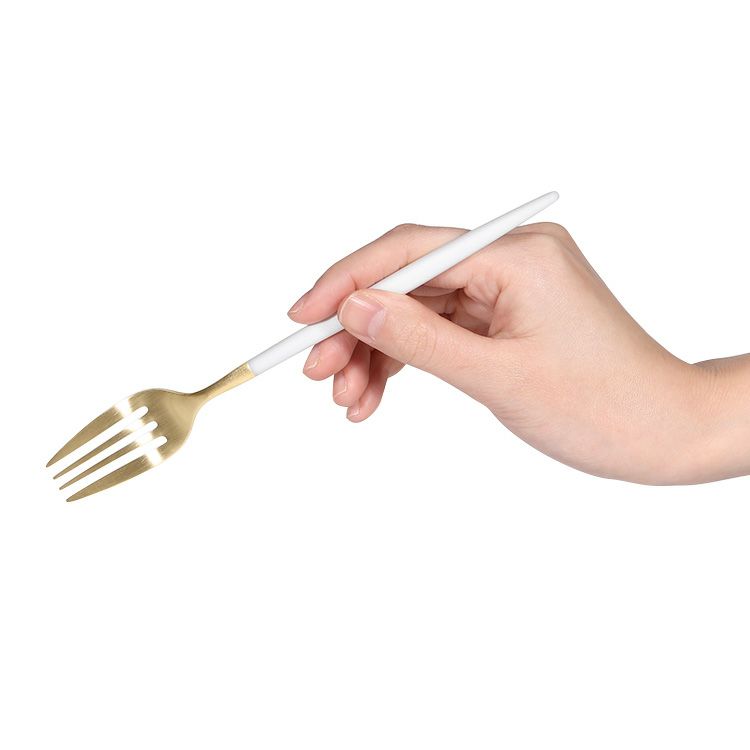クチポール（Cutipol） ミオ/MIO ホワイトマットゴールド デザートフォーク [ネコポス対応可(18点まで)]