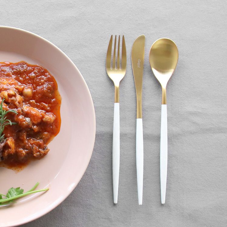 クチポール（Cutipol） ミオ/MIO ホワイトマットゴールド ディナー3点セット [ネコポス対応可(6セットのみ)]