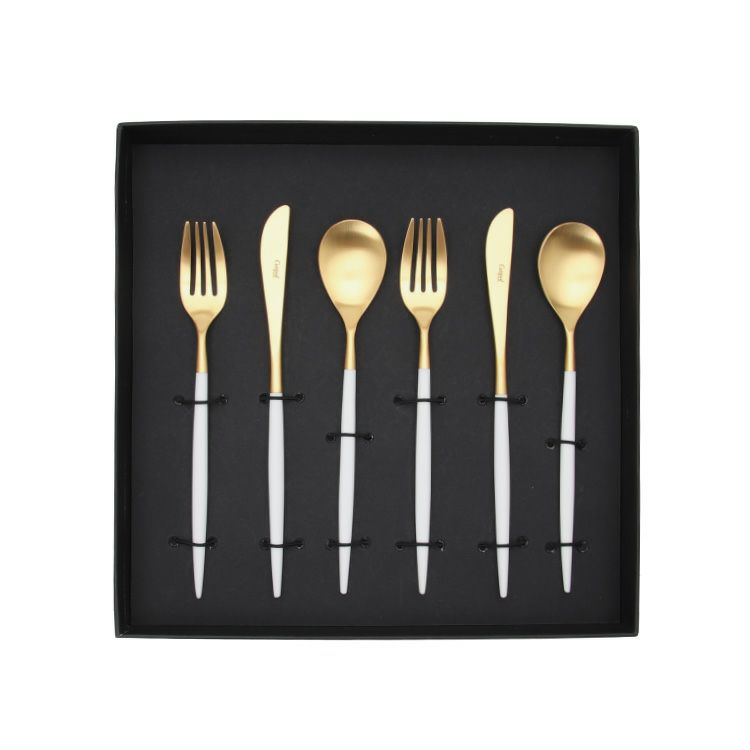 【新品未使用】クチポール　ミオ　白/金 正規品】□クチポール ミオ・ホワイト ゴールド デザートセット