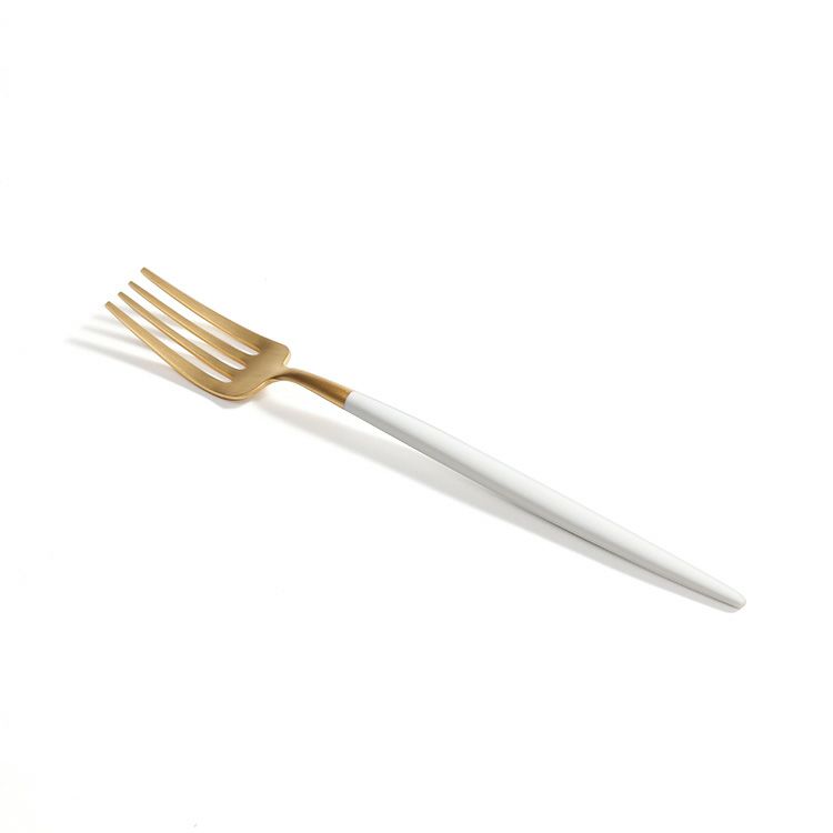 ＜4点セット＞クチポール（Cutipol） ゴア/GOA ホワイトマットゴールド デザート3点＆カトラリーレストゴールド1点 [ネコポス対応可(4セットまで)]