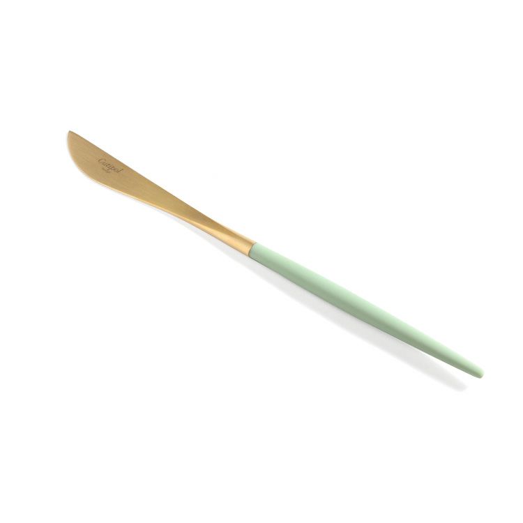 ＜4点セット＞クチポール（Cutipol） ゴア/GOA セラドンマットゴールド デザート3点＆カトラリーレストゴールド1点 [ネコポス対応可(4セットまで)]