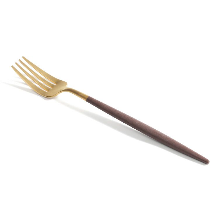 ＜4点セット＞クチポール（Cutipol） ゴア/GOA ブラウンマットゴールド ディナー3点＆カトラリーレストゴールド1点 [ネコポス対応可(4セットまで)]