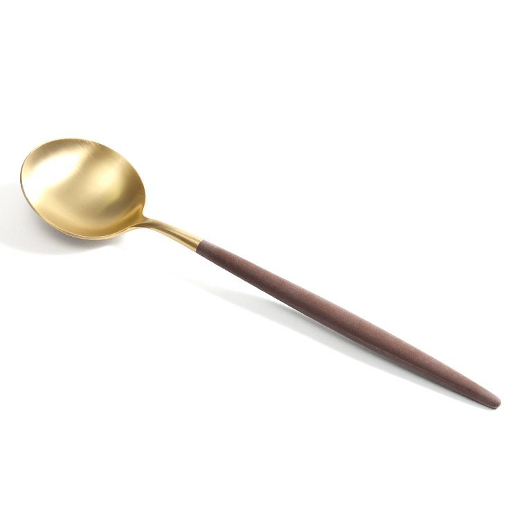 ＜4点セット＞クチポール（Cutipol） ゴア/GOA ブラウンマットゴールド ディナー3点＆カトラリーレストゴールド1点 [ネコポス対応可(4セットまで)]