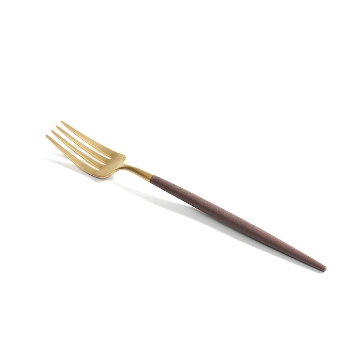 ＜4点セット＞クチポール（Cutipol） ゴア/GOA ブラウンマットゴールド デザート3点＆カトラリーレストゴールド1点 [ネコポス対応可(4セットまで)]