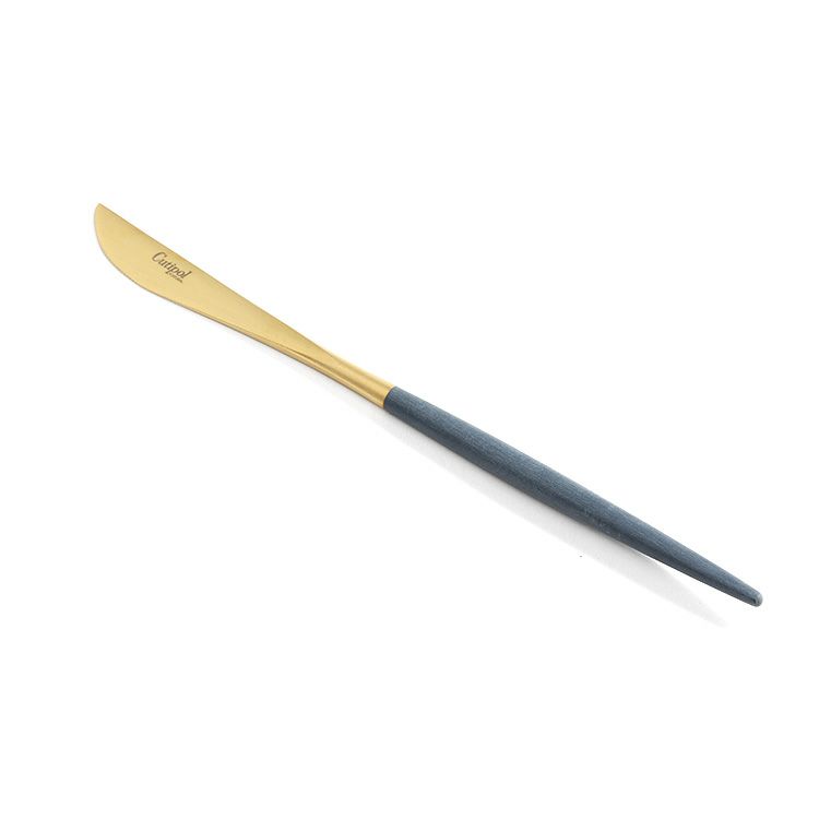 ＜4点セット＞クチポール（Cutipol） ゴア/GOA ブルーマットゴールド デザート3点＆カトラリーレストゴールド1点 [ネコポス対応可(4セットまで)]