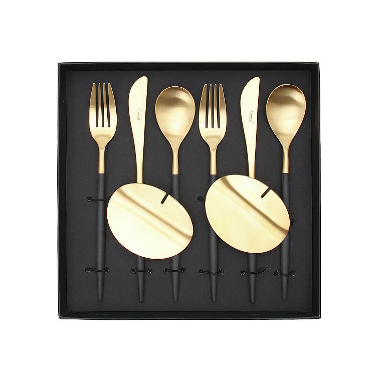 クチポール（Cutipol） ミオ/MIO ブラックマットゴールド ディナー8点セット 化粧箱付