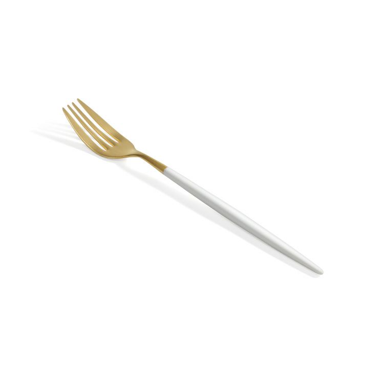 ＜4点セット＞クチポール（Cutipol） ミオ/MIO ホワイトマットゴールド デザート3点＆カトラリーレストゴールド1点 [ネコポス対応可(4セットまで)]