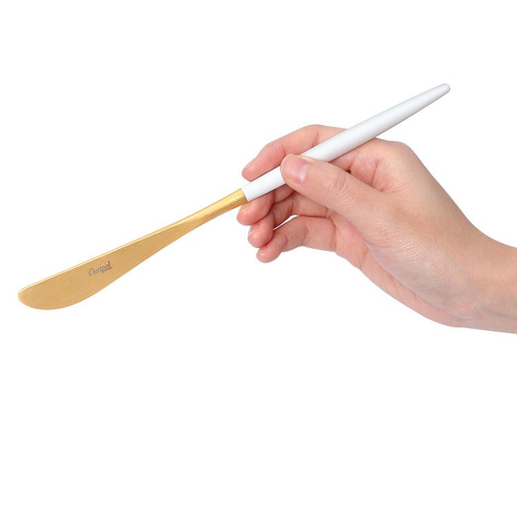 クチポール（Cutipol） ナウ/NAU ホワイトマットゴールド ディナーナイフ/テーブルナイフ [ネコポス対応可(18点まで)]