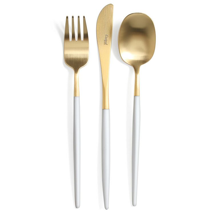 クチポール（Cutipol） ナウ/NAU ホワイトマットゴールド ディナー3点セット [ネコポス対応可(6セットまで)]