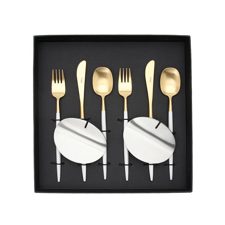 クチポール（Cutipol） ナウ/NAU ホワイトマットゴールド デザート8点セット 化粧箱付