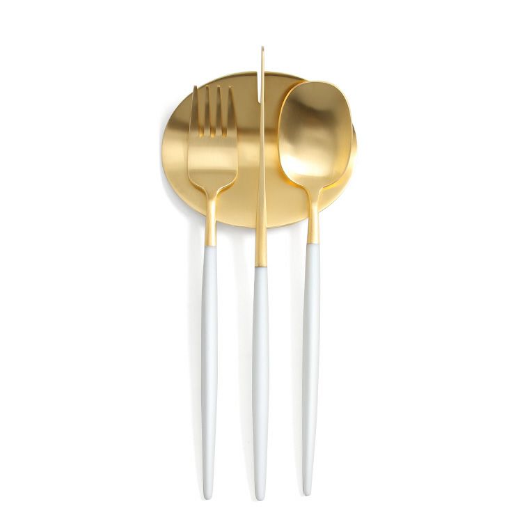 クチポール（Cutipol） ナウ/NAU ホワイトマットゴールド デザート3点＆カトラリーレスト1点 [ネコポス対応可(4セットまで)]