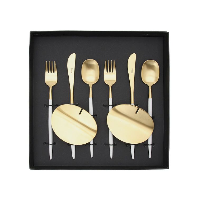 クチポール（Cutipol） ナウ/NAU ホワイトマットゴールド デザート8点セット 化粧箱付