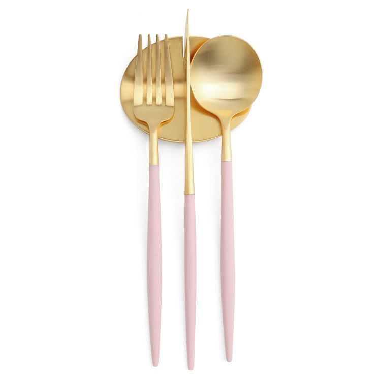 クチポール（Cutipol） ゴア/GOA ピンクマットゴールド ディナー3点＆カトラリーレスト1点