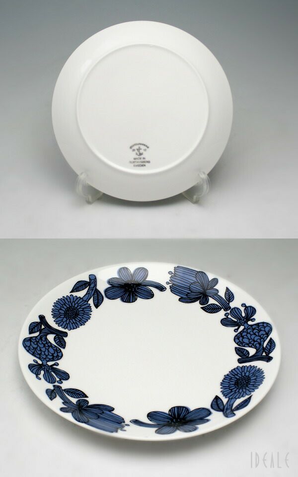 グスタフスベリ（Gustavsberg） ブルーアスター/Blue Aster コーヒーカップ＆ソーサー + プレート 22cm 【復刻版】