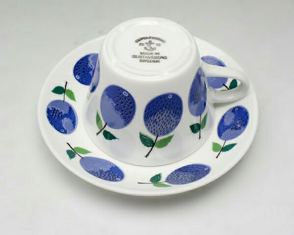 グスタフスベリ（Gustavsberg） プルーヌス/Prunus コーヒーカップ＆ソーサー + プレート 22cm 【復刻版】