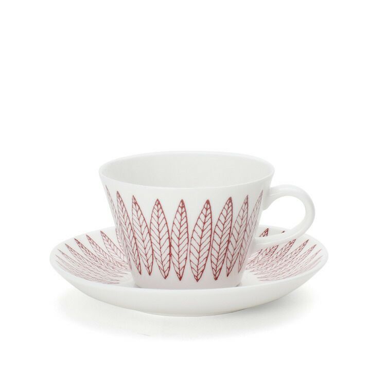 グスタフスベリ（Gustavsberg） サリックス/Salix レッド コーヒーカップ＆ソーサー + プレート 18cm 【復刻版】