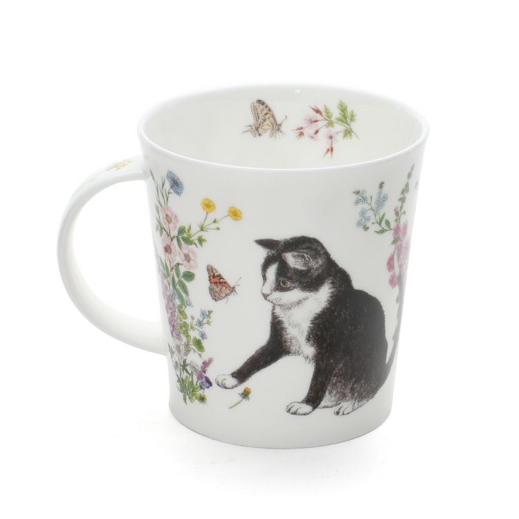 ダヌーン（Dunoon） マグカップ LOMOND フラワーキャット 黒白猫