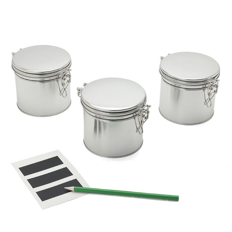サイドバイサイド（SIDE BY SIDE） シルバー ブリキのお茶缶 3点セット