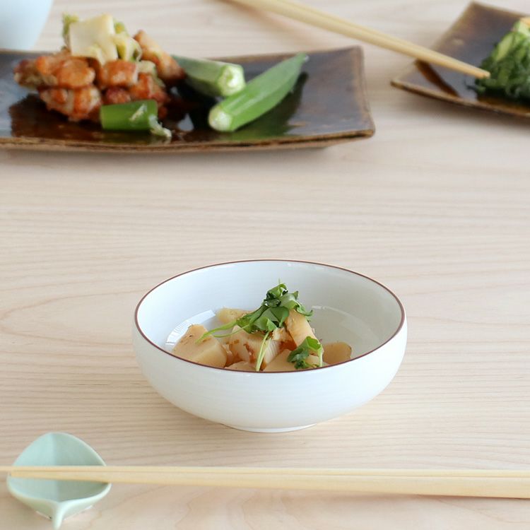 白山陶器 白磁千段 小鉢 12cm