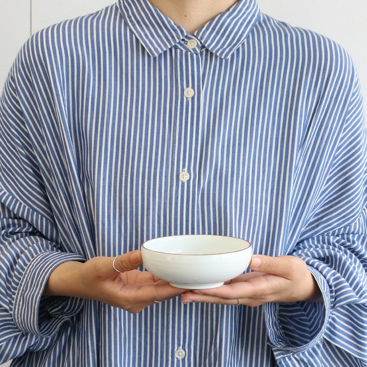 白山陶器 白磁千段 小鉢 12cm