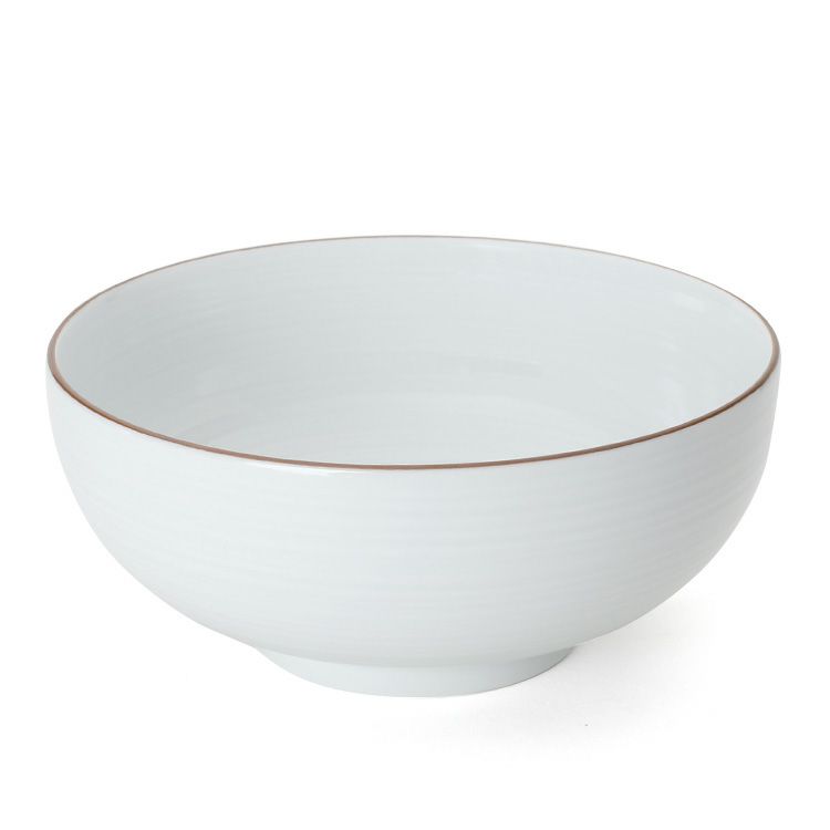 白山陶器 白磁千段 6寸浅めん丼 18.5cm