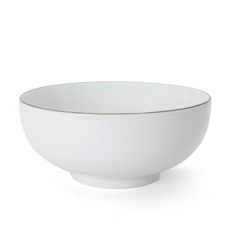 白山陶器 白磁千段 6寸浅めん丼 18.5cm