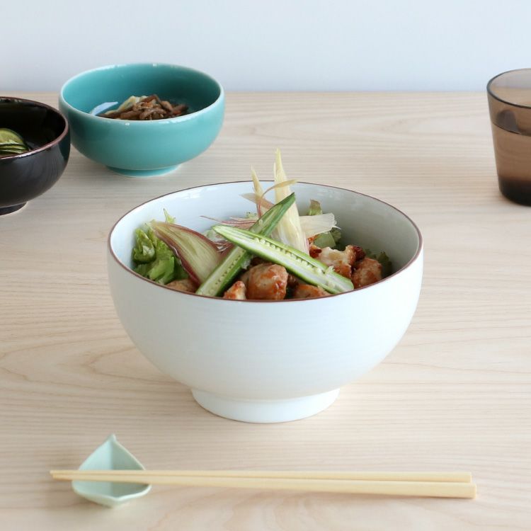 白山陶器 白磁千段 6寸深めん丼 18.5cm