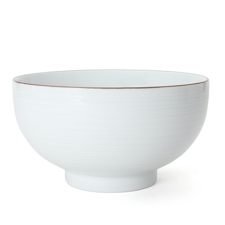 白山陶器 白磁千段 6寸深めん丼 18.5cm