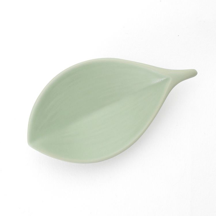 白山陶器 はしおき 木の葉 浅緑