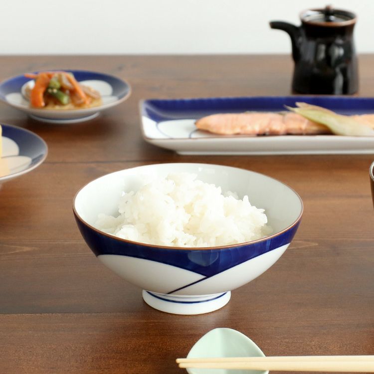 白山陶器 ねじり梅 4.2寸飯碗 青 | soluno