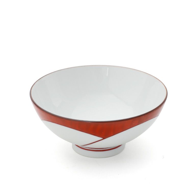 白山陶器 ねじり梅 4寸飯碗 赤