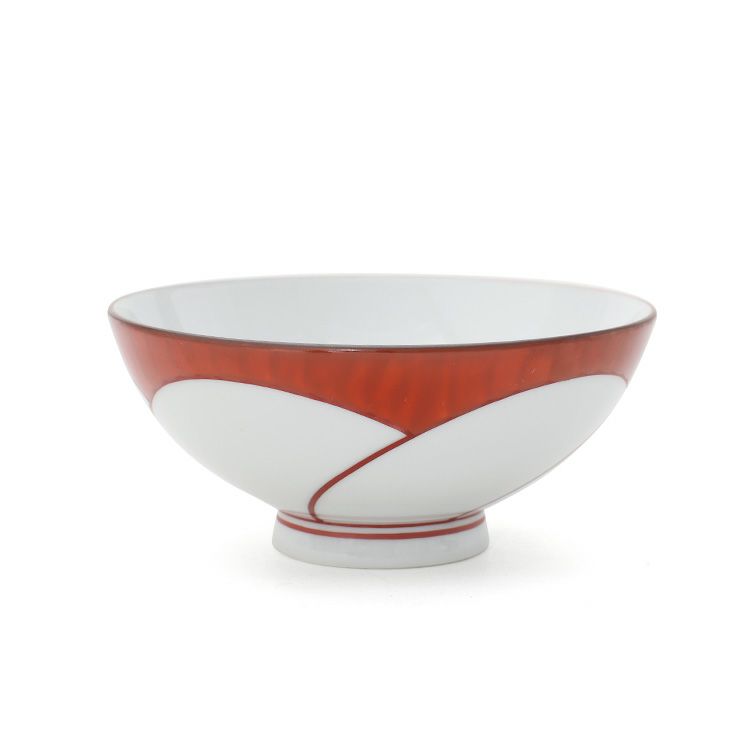 白山陶器 ねじり梅 4寸飯碗 赤