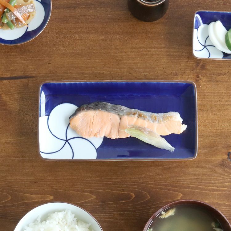 白山陶器 ねじり梅 付出し皿 21cm 青