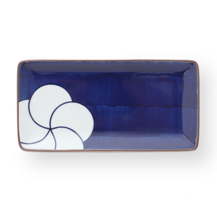 白山陶器 ねじり梅 付出し皿 21cm 青