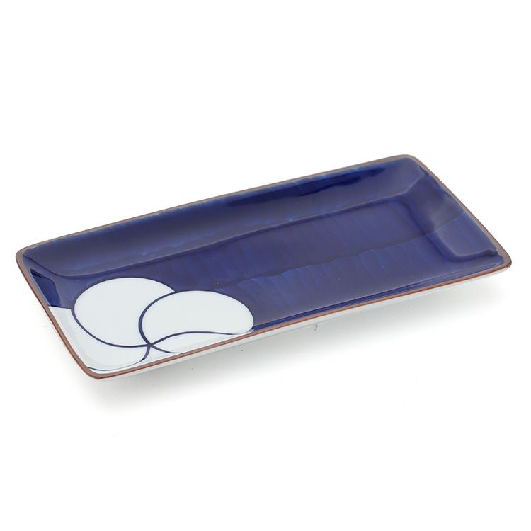 白山陶器 ねじり梅 付出し皿 21cm 青