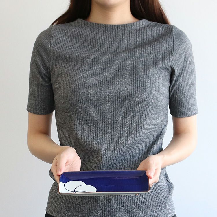 白山陶器 ねじり梅 付出し皿 21cm 青