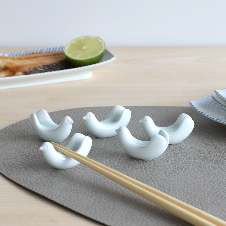 白山陶器 はしおき とり型 ホワイト 5点セット(化粧箱入り)