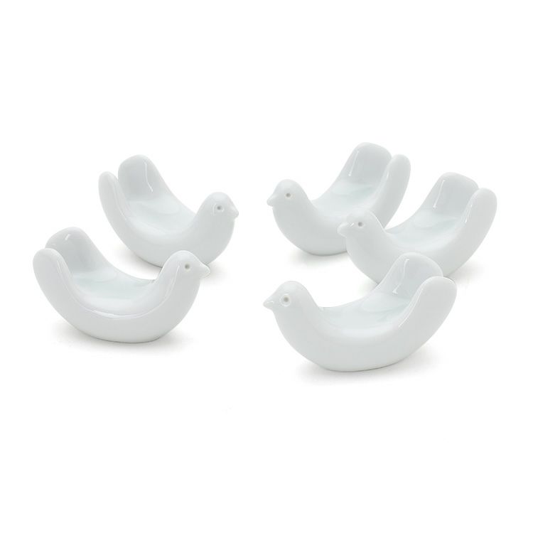 白山陶器 はしおき とり型 ホワイト 5点セット(化粧箱入り)