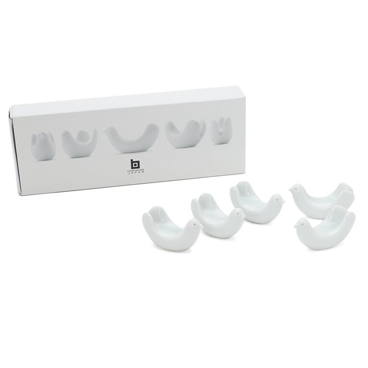 白山陶器 はしおき とり型 ホワイト 5点セット(化粧箱入り)