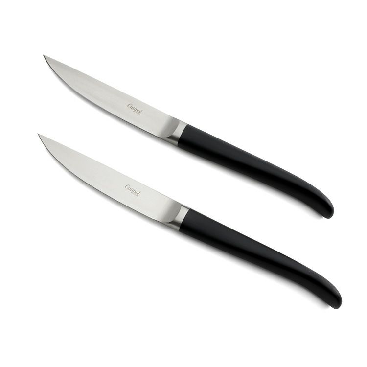 クチポール（Cutipol） リブ/RIB ブラック ステーキナイフ 2点セット 化粧箱付