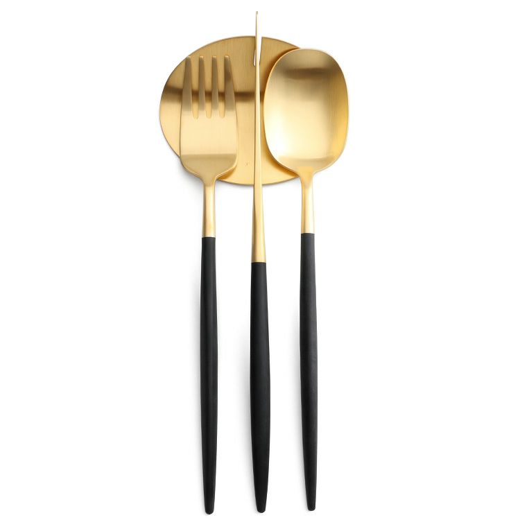 クチポール（Cutipol） ナウ/NAU ブラックトマットゴールド ディナー3点＆カトラリーレスト1点