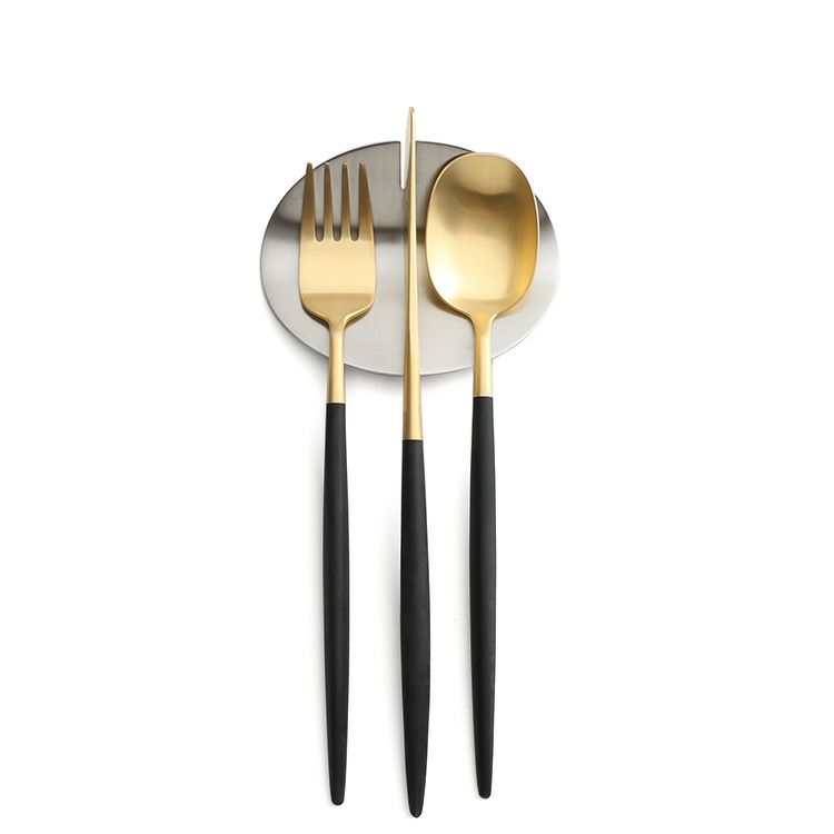 クチポール（Cutipol） ナウ/NAU ブラックマットゴールド デザート8点セット 化粧箱付