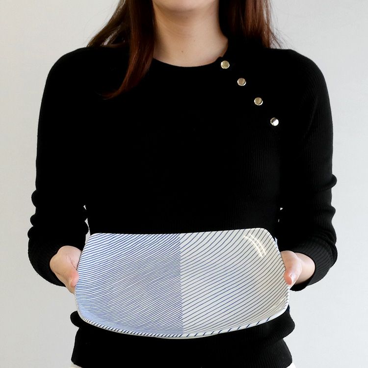 白山陶器 重ね縞 反角盛皿 27.5cm ホワイト/ブルー